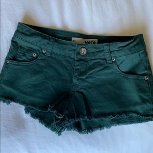 Topshop jungle green low waist shorts